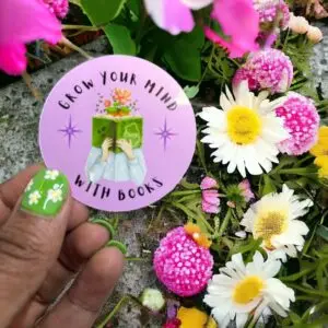 Grow your mind with books vinyl sticker, bookish sticker