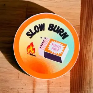 slow burn vinyl sticker, bookish sticker